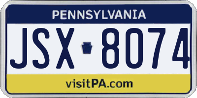 PA license plate JSX8074