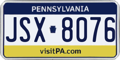 PA license plate JSX8076