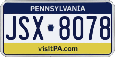 PA license plate JSX8078
