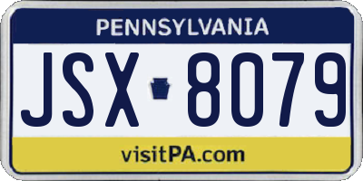 PA license plate JSX8079