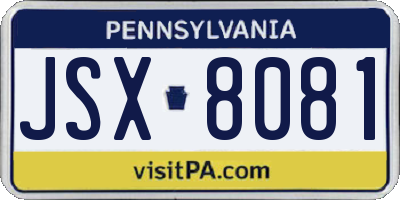 PA license plate JSX8081