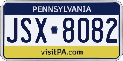 PA license plate JSX8082