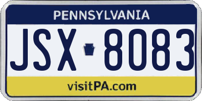 PA license plate JSX8083