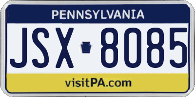 PA license plate JSX8085