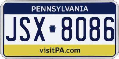 PA license plate JSX8086