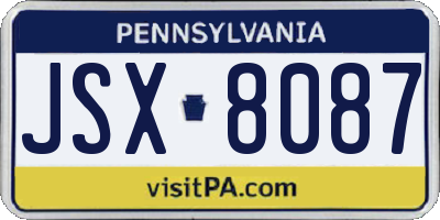 PA license plate JSX8087