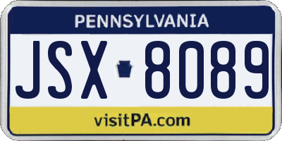 PA license plate JSX8089