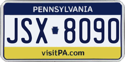 PA license plate JSX8090
