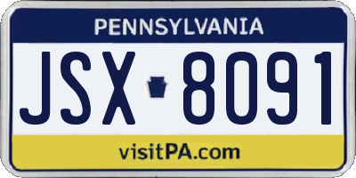 PA license plate JSX8091