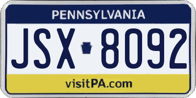 PA license plate JSX8092