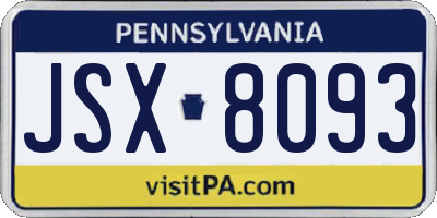PA license plate JSX8093