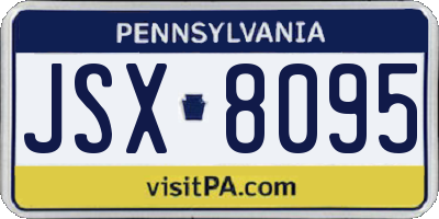 PA license plate JSX8095