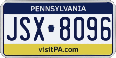 PA license plate JSX8096