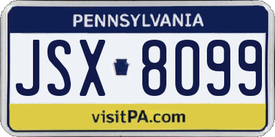 PA license plate JSX8099