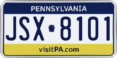 PA license plate JSX8101