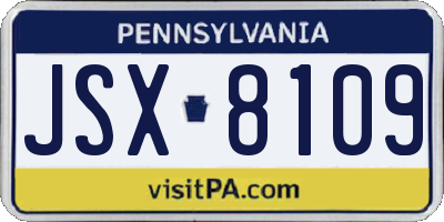 PA license plate JSX8109