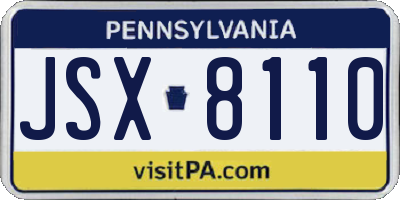 PA license plate JSX8110
