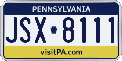 PA license plate JSX8111