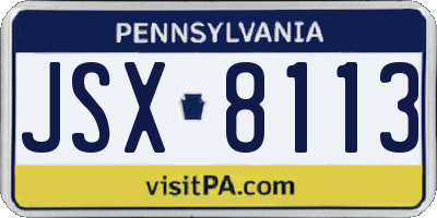 PA license plate JSX8113