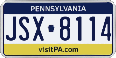 PA license plate JSX8114
