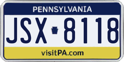 PA license plate JSX8118