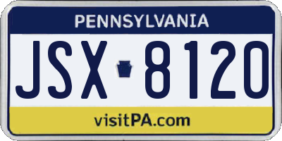 PA license plate JSX8120