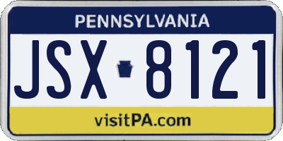 PA license plate JSX8121