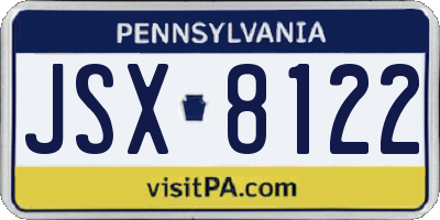 PA license plate JSX8122