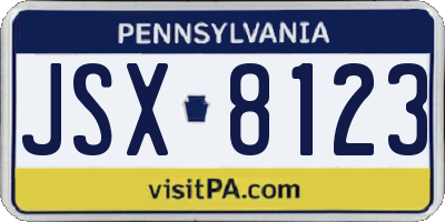 PA license plate JSX8123