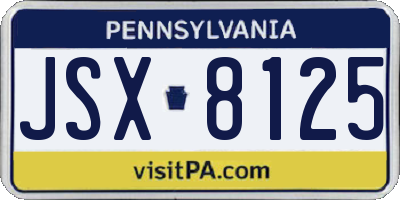 PA license plate JSX8125