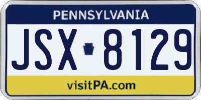 PA license plate JSX8129
