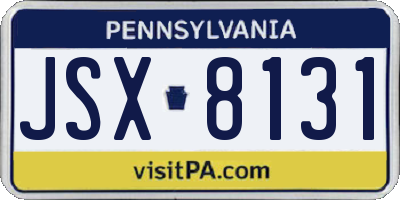 PA license plate JSX8131