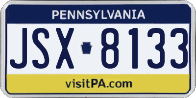 PA license plate JSX8133