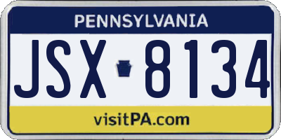 PA license plate JSX8134