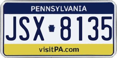 PA license plate JSX8135