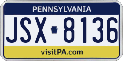 PA license plate JSX8136