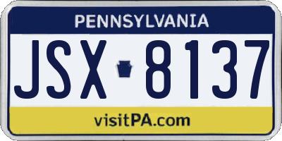 PA license plate JSX8137