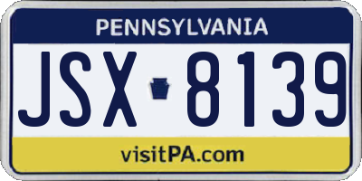 PA license plate JSX8139
