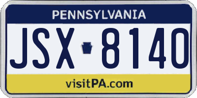 PA license plate JSX8140
