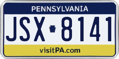 PA license plate JSX8141