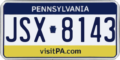 PA license plate JSX8143