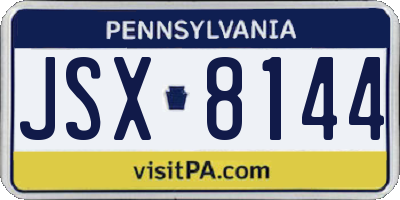 PA license plate JSX8144