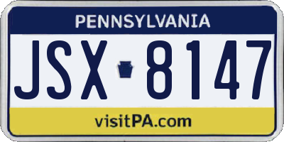PA license plate JSX8147