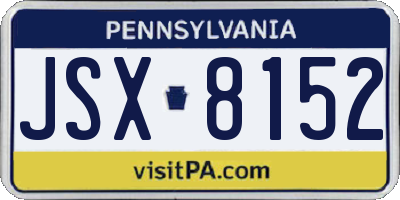 PA license plate JSX8152