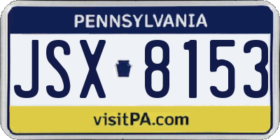 PA license plate JSX8153
