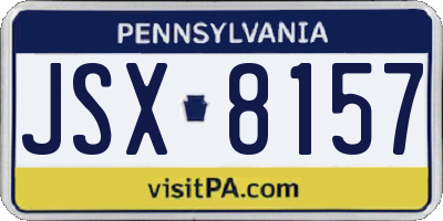 PA license plate JSX8157