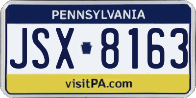 PA license plate JSX8163