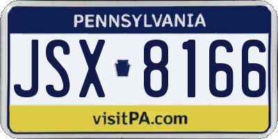 PA license plate JSX8166