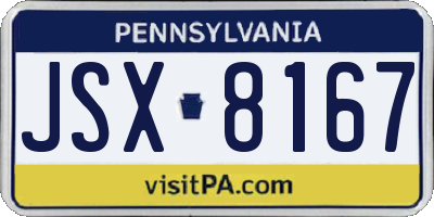 PA license plate JSX8167