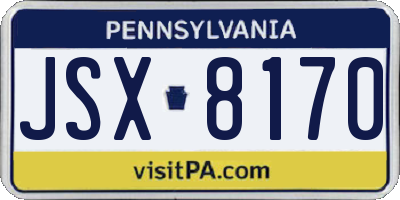 PA license plate JSX8170